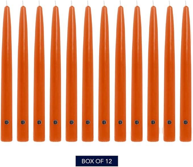 Colonial Candle Unscented Taper Candle, Handipt Collection, Pumpkin, 10 in, Pack of 12 - Up to 8
