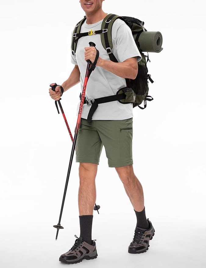 Wespornow Men's-Convertible-Hiking-Pants Quick Dry Lightweight Zip Off Breathable Cargo Pants for