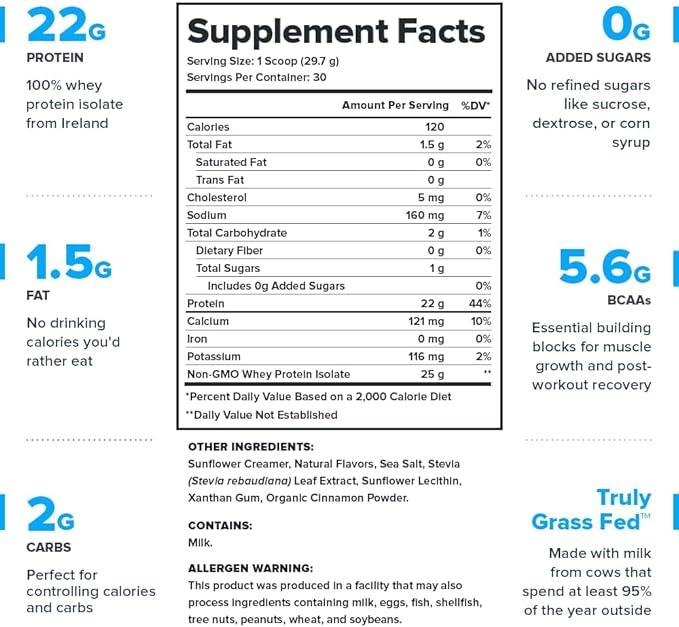 LEGION Whey+ Protein Whey Isolate from Grass Fed Cows - Whey Protein Isolate Powder Low Calorie