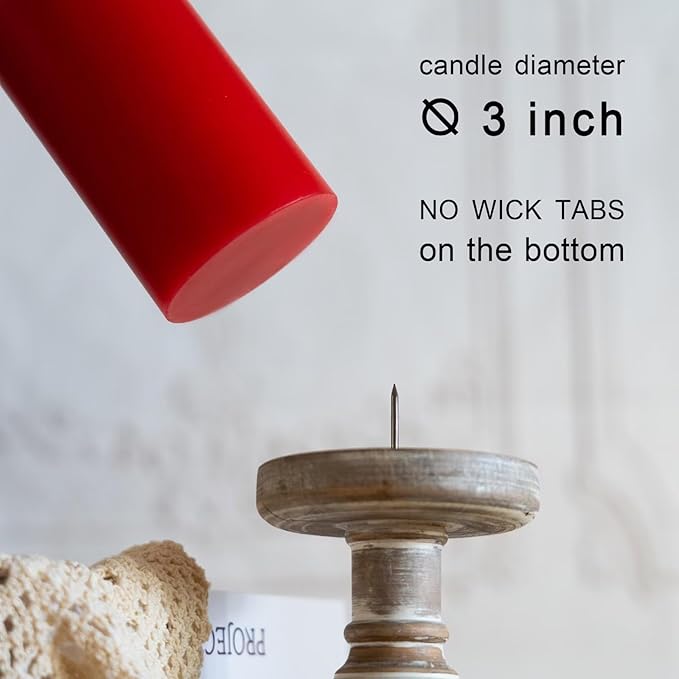 MOZEAL 3" x 6" Hand-Poured Unscented Candle,Dripless Pillar Candle Set of 3,Long Lasting
