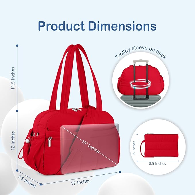 TOPDesign Travel Duffel Bag for Women, Puffer Gym Bag Sports Tote with Wet Pocket, Carry On