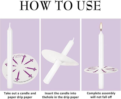 200 pcs Church Candles with Drip Protectors for Devotional Candlelight Vigil Service, Unscented