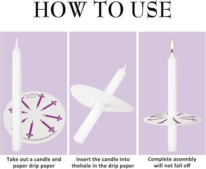 100 pcs Church Candles with Drip Protectors for Devotional Candlelight Vigil Service, Unscented
