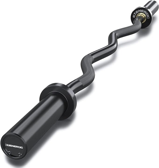 47" Olympic EZ Curl Bar 500-lbs Capacity Steel Barbell Suitable for 2" Weight Plates, 2-Inch Curl