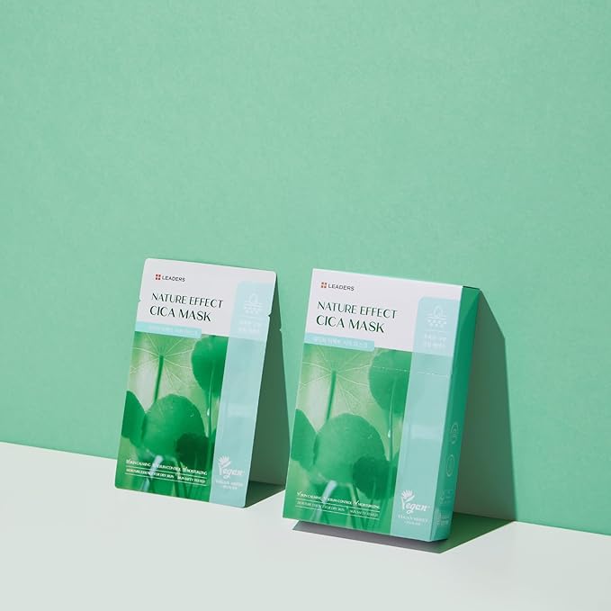 LEADERS Nature Effect Cica Mask ??Hydrating & Soothing Face Mask with Cica & Tea Tree Extracts for