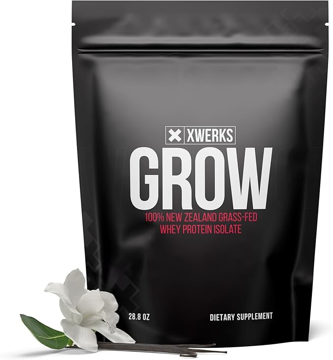 Xwerks Grow 100% New Zealand Grass Fed Whey Protein, 25g Pure Isolate Protein Powder Per Serving