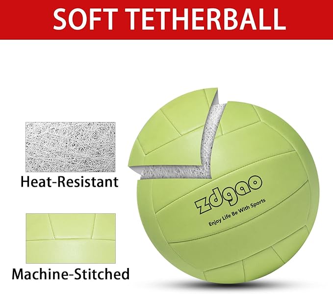 Portable Tetherball-Glow in The Dark Replacement Tether Ball with Carabiner, Ball Pump with Needle