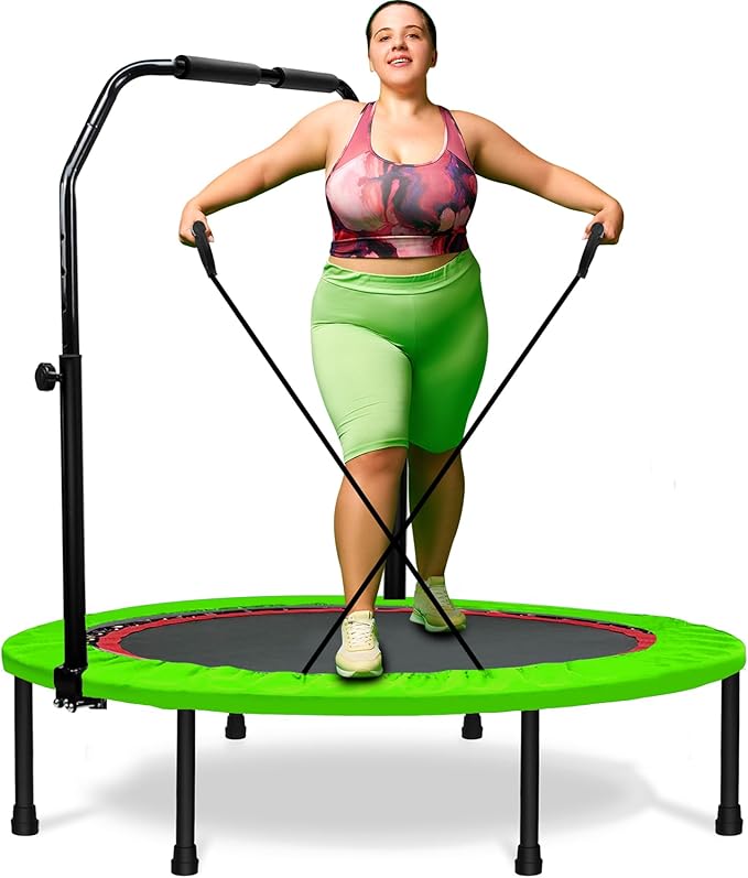 450 LBS Foldable Mini Trampoline for Adults & Kids 40" Rebounder Trampoline with Adjustable Foam