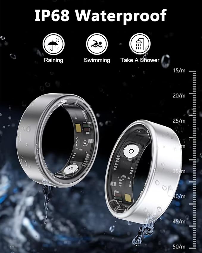 Smart Ring Health Tracker for Women Men-IP68 Waterproof Fitness Ring with Sleep Tracker/Heart