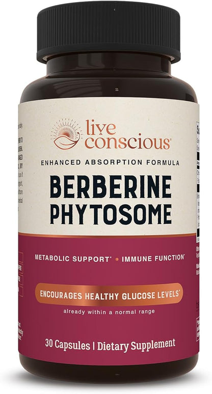 Live Conscious Berberine Phytosome - Advanced & Bioavailable Berberine Formula, Optimal Energy