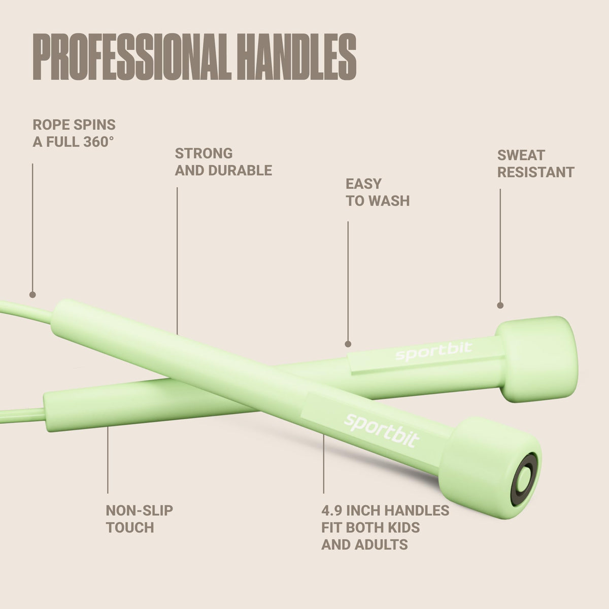 SPORTBIT Adjustable Jump Rope for Fitness and Exercise, Green