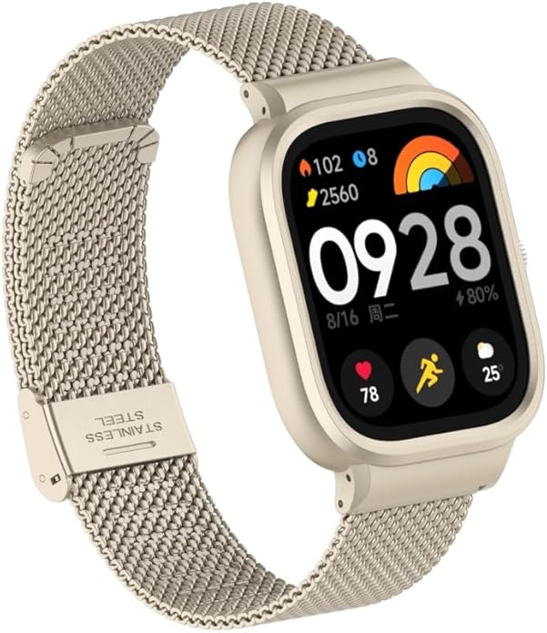 HOPMC Adjustable and Comfortable With Redmi Watch 4 Strap Metal Case 22mm Stainless Steel Mesh