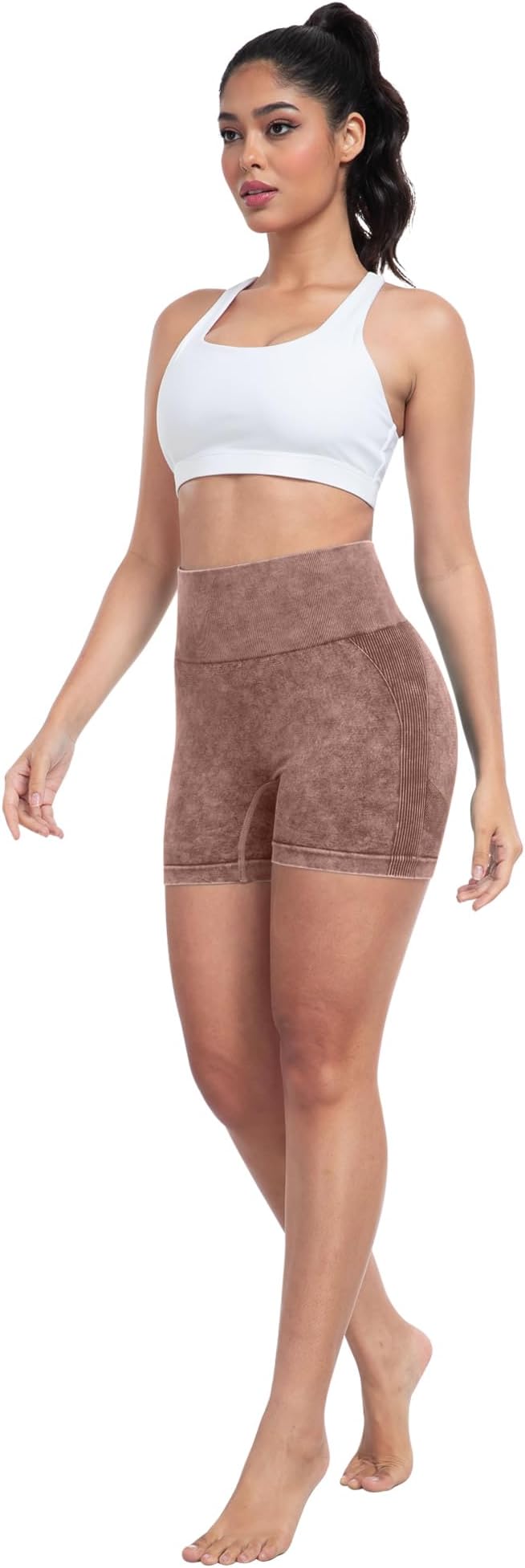 CHRLEISURE Women's 4 Packs Workout Gym Shorts, High Waisted Butt Lifting Scrunch Butt Seamless