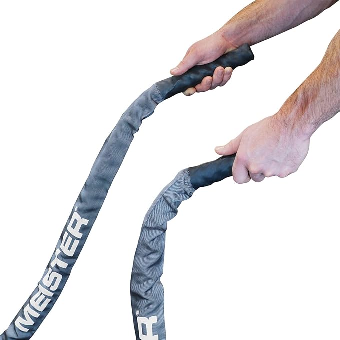 Meister Professional Sheathed Battle Rope for Strength & Conditioning Gym Workouts - 1.5" Diameter