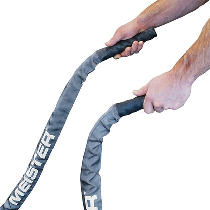 Meister Professional Sheathed Battle Rope for Strength & Conditioning Gym Workouts - 1.5" Diameter