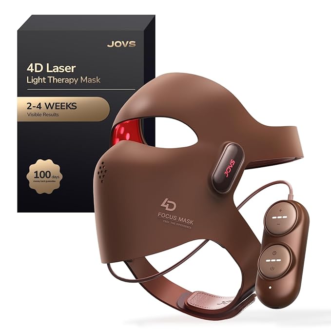 JOVS 4D Laser Therapy Mask for Face, LED Red Light Therapy Face Mask with 4 Wavelengths for Deep