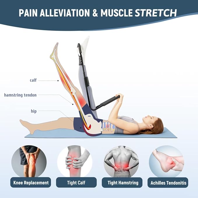 Hamstring Stretcher for Knee Extension & Pain Relief, Adjustable Low Back, Calf, Leg & Hip