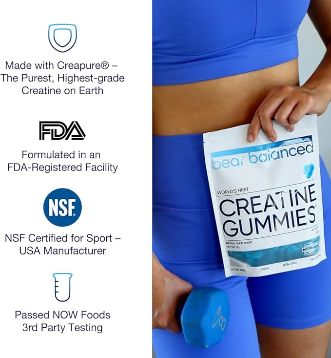 Creatine Gummies for Men & Women - Creapure® Creatine Monohydrate, L-Theanine, L-Tyrosine & B12 for