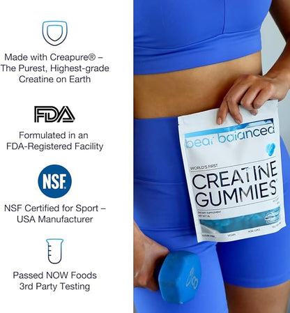 Creatine Gummies for Men & Women - Creapure® Creatine Monohydrate, L-Theanine, L-Tyrosine & B12 for