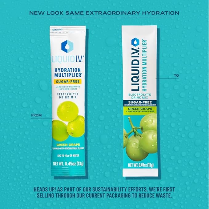 Liquid I.V.® Hydration Multiplier® Sugar-Free - Green Grape | Electrolyte Powder Drink Mix | 14