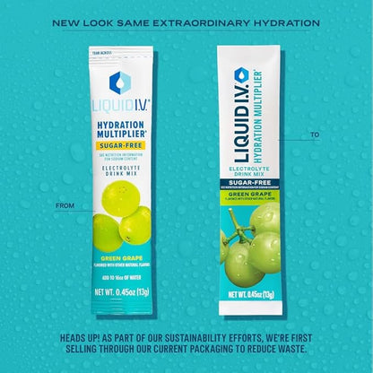 Liquid I.V.® Hydration Multiplier® Sugar-Free - Green Grape | Electrolyte Powder Drink Mix | 14
