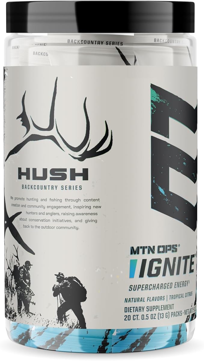 MTN OPS Ignite Trail Packs Energy Drink Powder, Gluten Free Nootropic Supplement Drink Mix, L