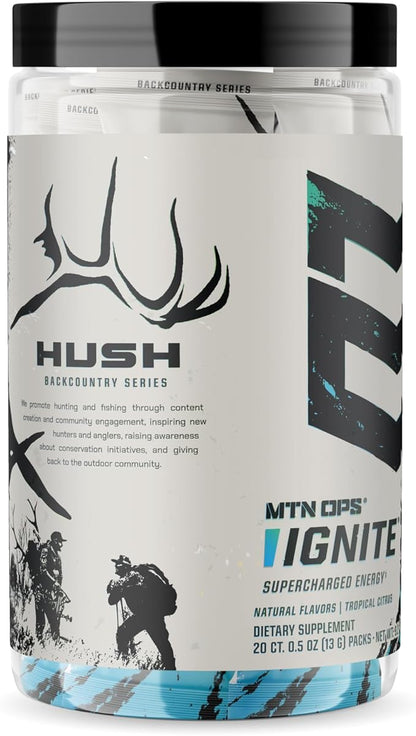 MTN OPS Ignite Trail Packs Energy Drink Powder, Gluten Free Nootropic Supplement Drink Mix, L