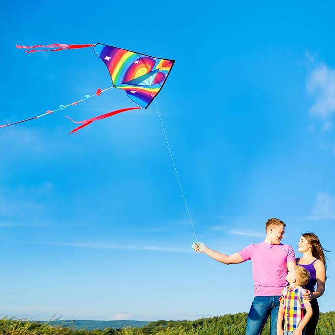 HONBO Large Delta Kite for Kids & Adults,Extremely Easy to Fly Kite for Beach Trip,String Line