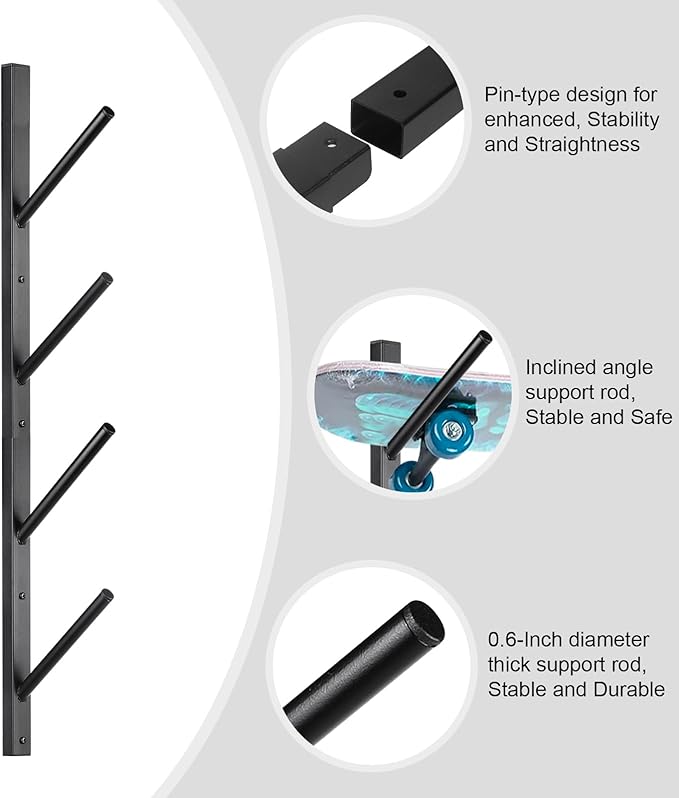 Skateboard Rack Wall Mount ??Skateboard Wall Hanger, Snowboard Display Wall Mount, Ski Holder |