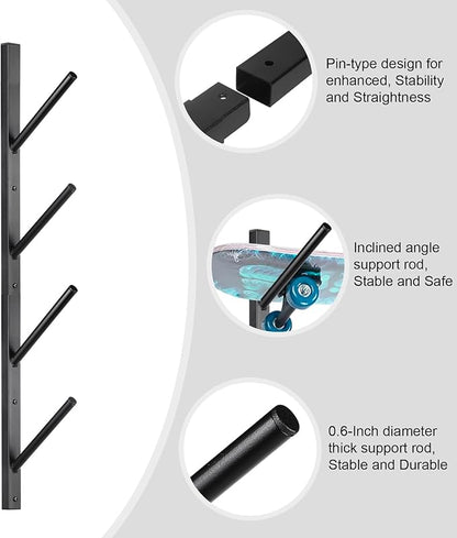 Skateboard Rack Wall Mount ??Skateboard Wall Hanger, Snowboard Display Wall Mount, Ski Holder |