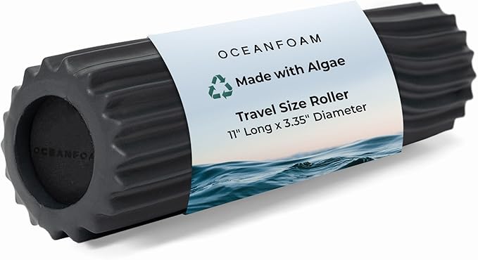 Oceanfoam Ripple Travel Foam Roller (11" x 3.35") Firm Mini Foam Roller for Physical Therapy, Deep