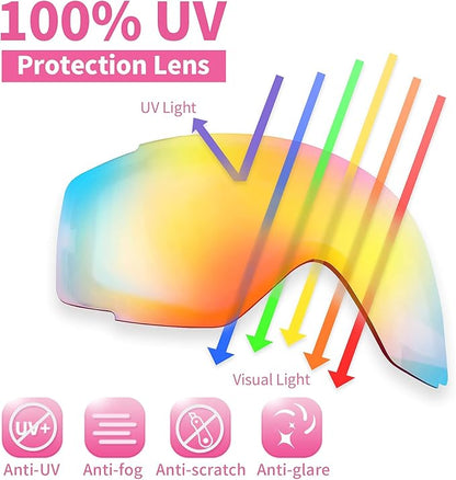 Freela Kids Ski Snowboard Goggles for Toddler(3-14) Youth Anti Fog Anti UV Goggles Girls Boys Snow