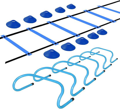 TNZMART Agility Ladder and Disc Cones Training Set Adjustable Rungs Training Ladder with 10 Plastic