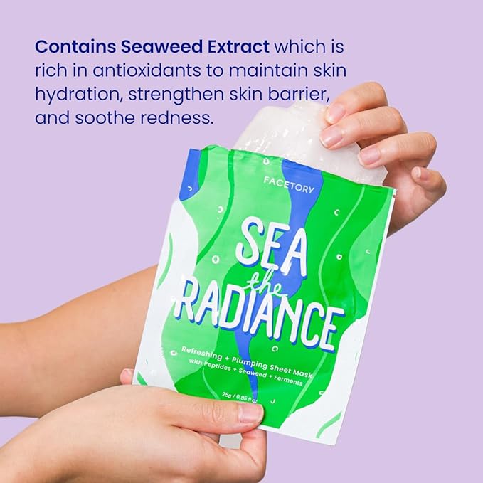 FACETORY K Beauty Face Mask Skin Care - SEA THE RADIANCE PLUMPING Sheet Mask with Peptides &