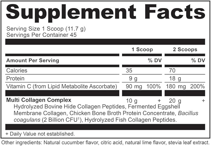 Ancient Nutrition Collagen Powder Protein, Multi Collagen Protein, Cucumber Lime, Hydrolyzed