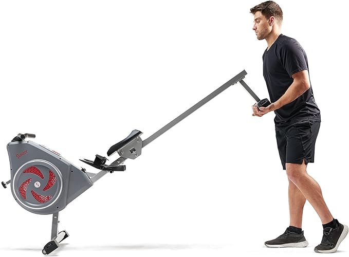 Sunny Health & Fitness Rower w/Long Slide Rail, Cardio Rowing Equipment for Home Gym Training w/LCD