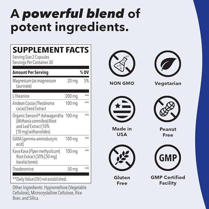 Anxie-T - Stress Relief Supplement - Supports Mood & Mental Focus - Feel Calm and Relaxed - Eases