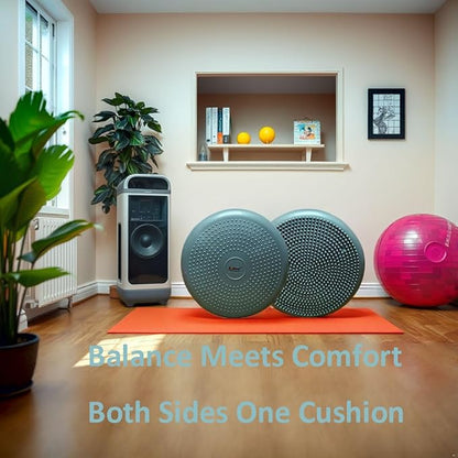 AppleRound Inflated Wobble Cushion with Hand Pump, Air Stability Board (Extra Thick), Core Balance