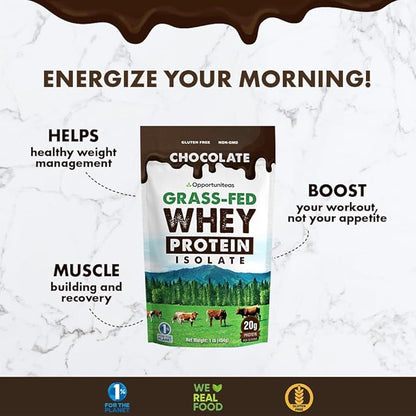 Opportuniteas Grass Fed Vanilla Choco Whey Protein Isolate Powder - 20g Protein Powder Without