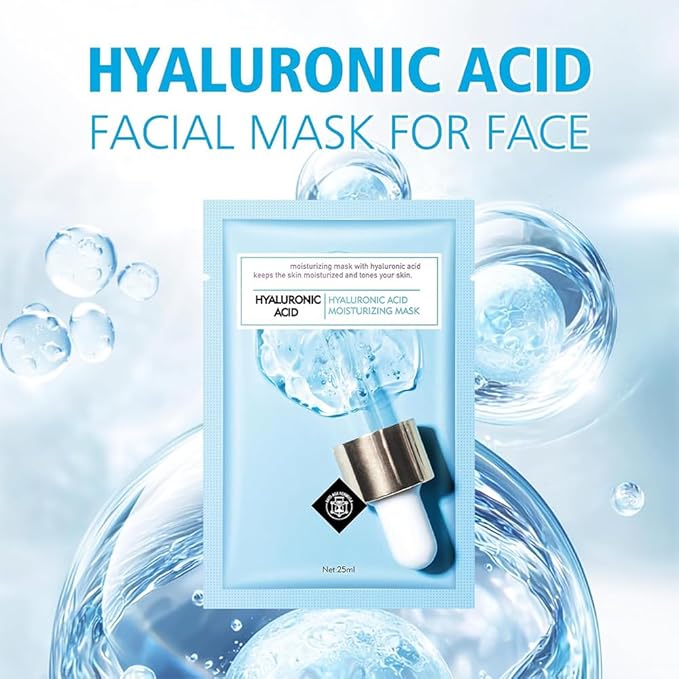 Face Sheet Mask Skincare for Women, Hyaluronic Acid Face Masks Sheets Skincare, Hydrating Sheets