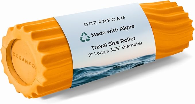 Oceanfoam Ripple Travel Foam Roller (11" x 3.35") Firm Mini Foam Roller for Physical Therapy, Deep