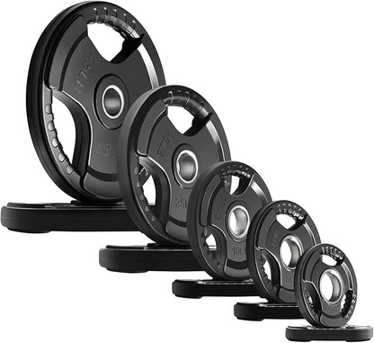 RitFit Olympic Rubber Grip Plates for Barbell, 2-Inch Weight Plates for Weightlifting and Strength