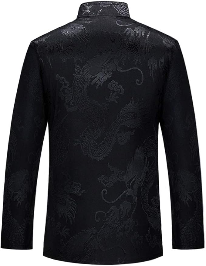 wecotton Tang Suit Men Hanfu Chinese Traditional Clothes Kung Fu Shirt Uniform Long Sleeved Coat