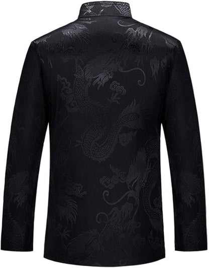 wecotton Tang Suit Men Hanfu Chinese Traditional Clothes Kung Fu Shirt Uniform Long Sleeved Coat