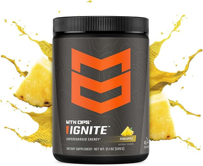 MTN OPS Ignite Energy Drink Powder, Gluten Free Nootropic Supplement Drink Mix, L Arginine, L