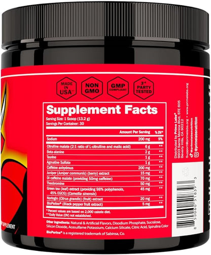 Prime Labs Pre Workout Powder for Men - with Citrulline Malate, Beta-Alanine, and Natural Caffeine