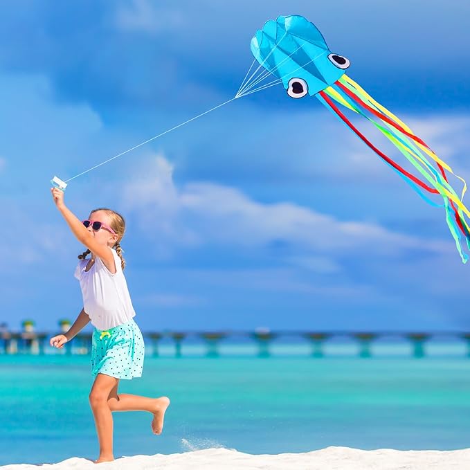 Large Octopus Kites for Kids & Adults,Big Kite for Beginners, Kites for Kids Ages 4-8,Outdoors