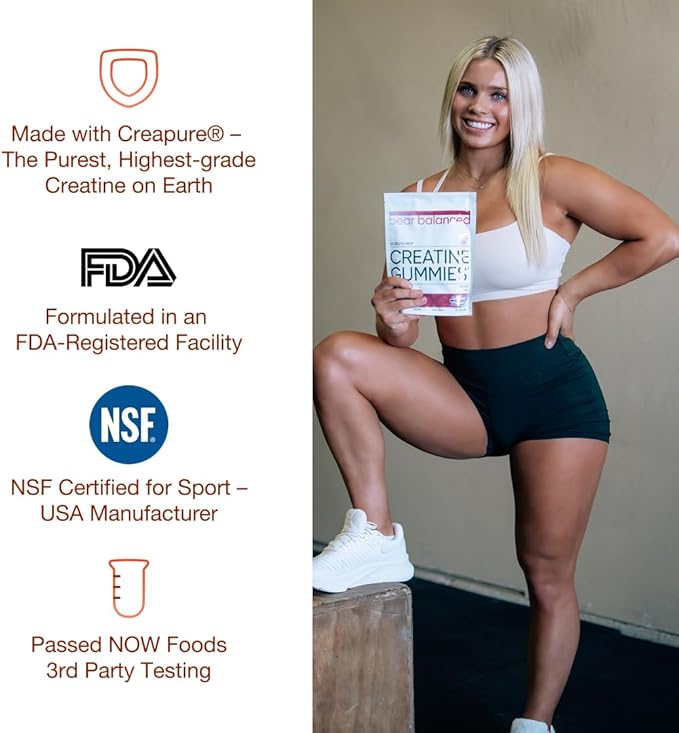 Creatine Gummies for Men & Women - Creapure® Creatine Monohydrate, L-Theanine, L-Tyrosine & B12 for