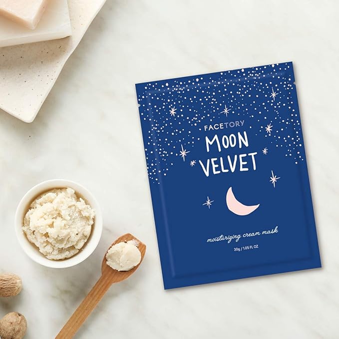 FACETORY K Beauty Face Mask Skin Care - MOON VELVET MOISTURIZING Sheet Mask with Sodium Hyaluronate