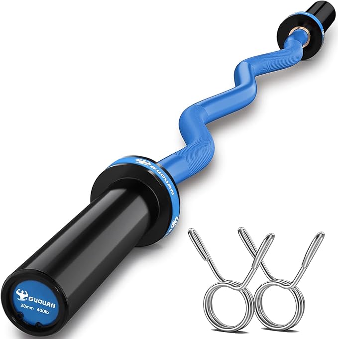 Olympic EZ Curl Barbell Bar, 400LBS Weight Capacity Olympic Curl Bar, 4ft Barbell Weight Bar with